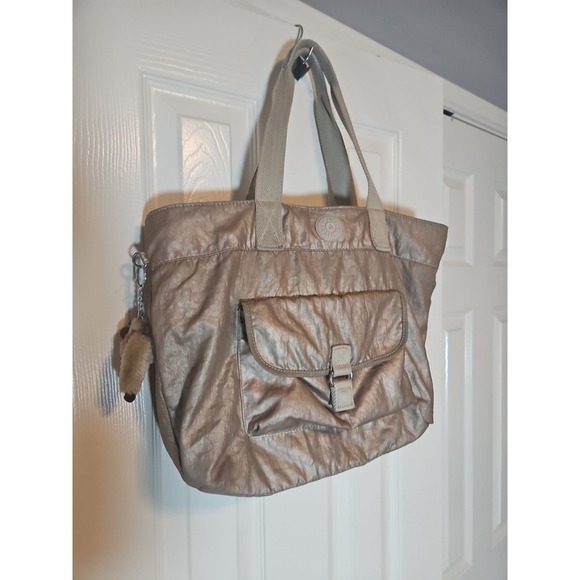 Kipling Quartz Metallic Wes Crossbody Bag Sparkly Gold With Gorilla Keychain - Picture 1 of 15